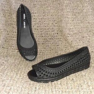 MELISSA/JASON WU-Camilla-Woven Black Jelly-Open Toe Flatforms-Sz 8-Near Mint